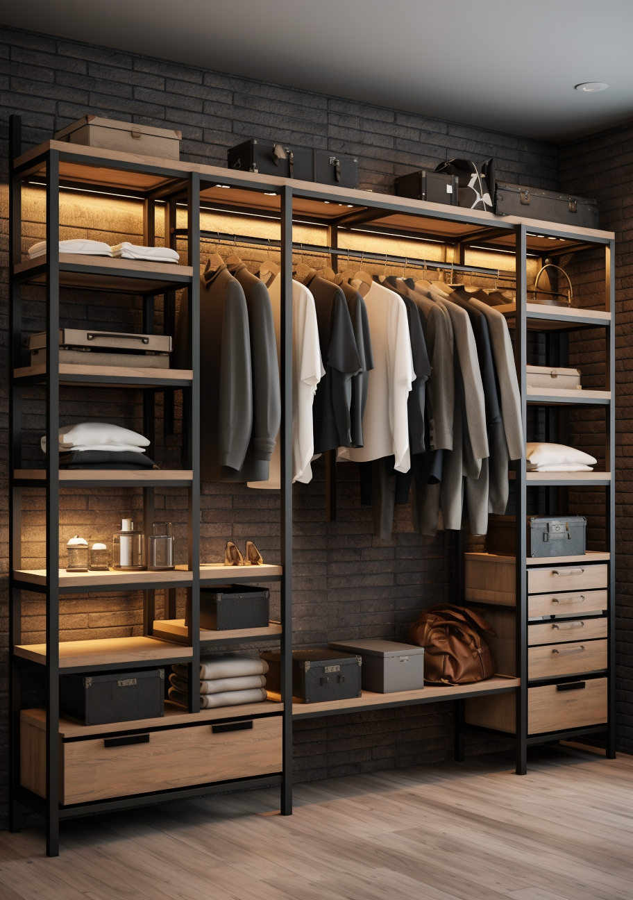 Modern Chic Wardrobe with Industrial Flair
